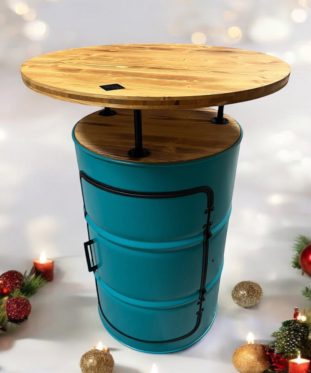 LARS Designer Fass Stehtisch - 208L Ölfass Bartisch 110cm Industrial Style