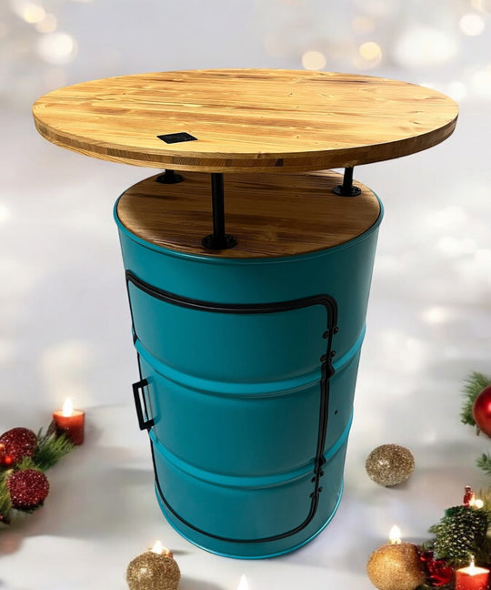 LARS Designer Fass Stehtisch - 208L Ölfass Bartisch 110cm Industrial Style