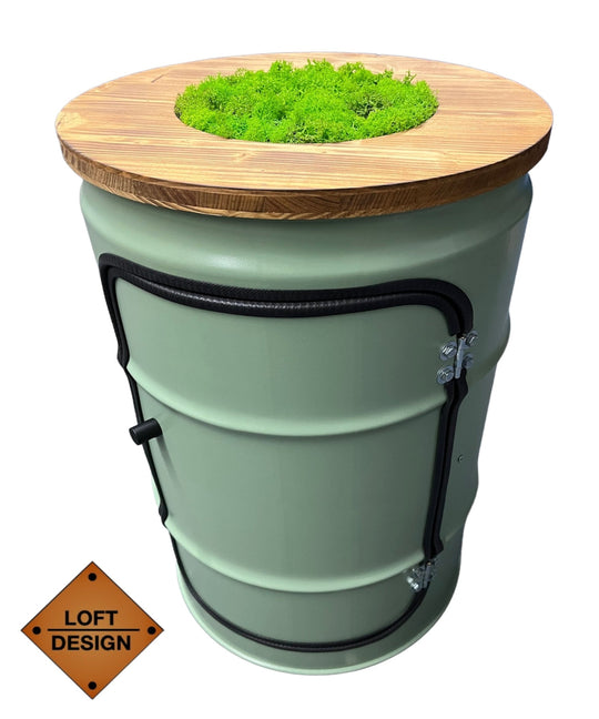 BENNE Designer Fass Minibar - 60L Ölfass Stehtisch mit Tür Industrial Style