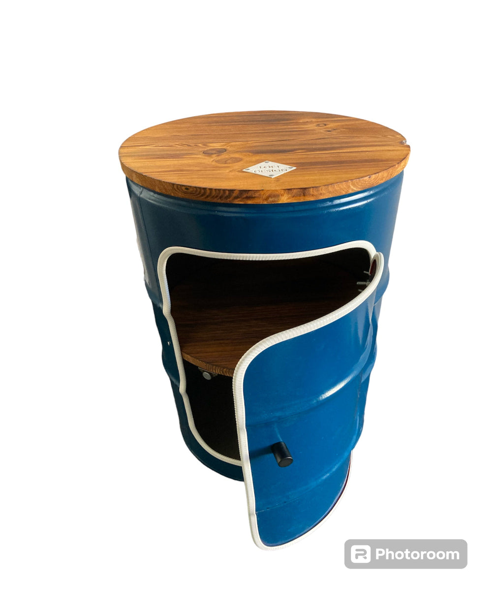 BENNE Designer Fass Minibar - 60L Ölfass Stehtisch mit Tür Industrial Style