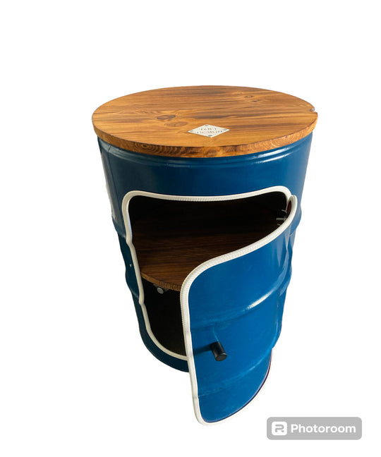 BENNE Designer Fass Minibar - 60L Ölfass Stehtisch mit Tür Industrial Style