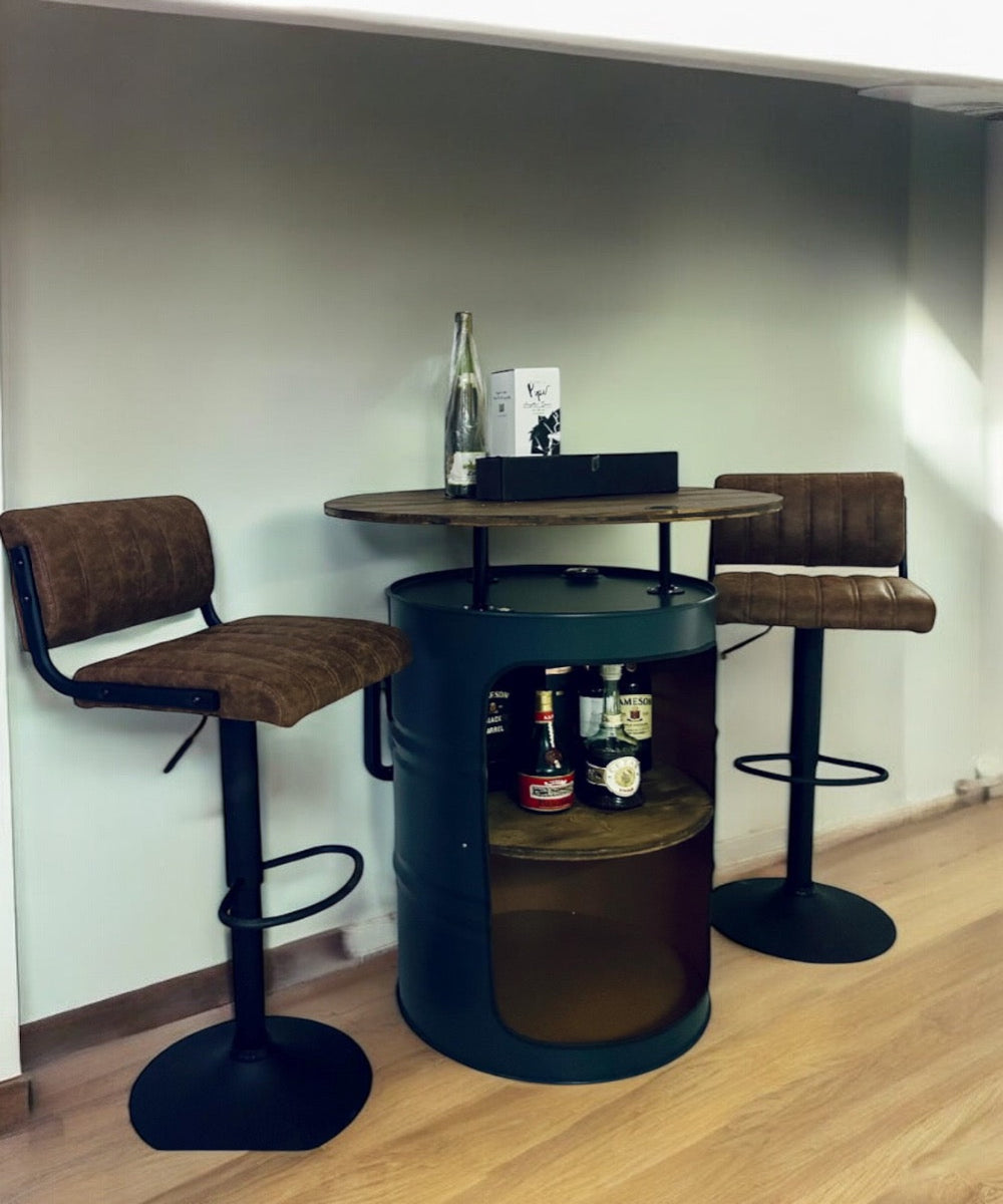 LARS Designer Fass Stehtisch - 208L Ölfass Bartisch 110cm Industrial Style