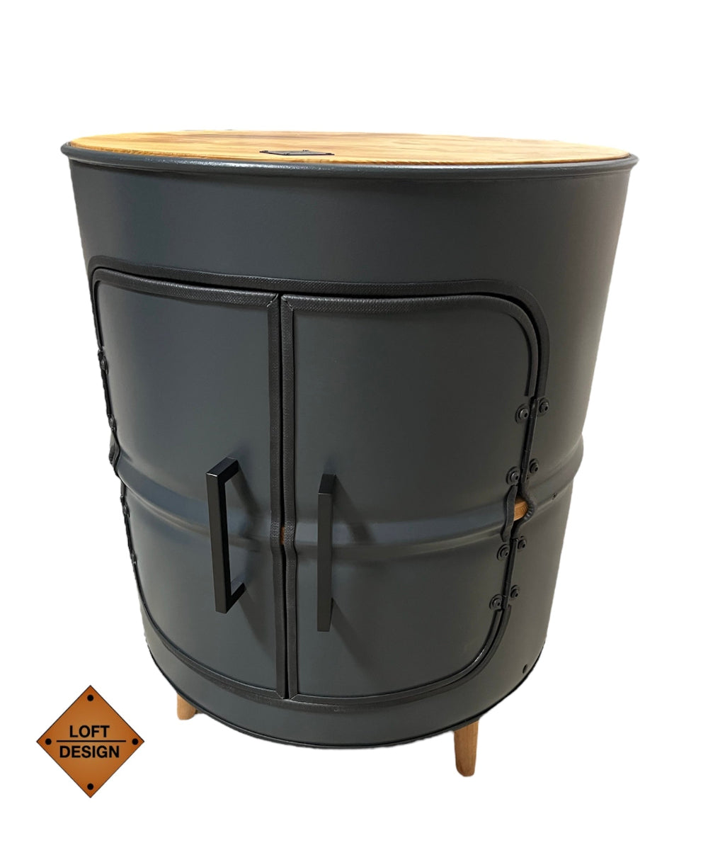 THEO Designer Fass Minibar - Upcycling Ölfass 208L Beistelltisch Couchtisch