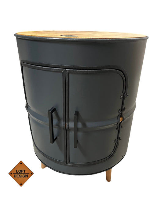 THEO Designer Fass Minibar - Upcycling Ölfass 208L Beistelltisch Couchtisch