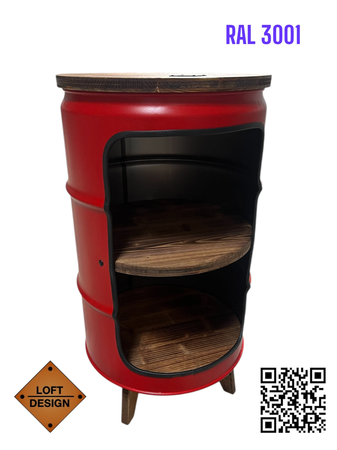 BENNE Designer Fass Minibar - 60L Ölfass Stehtisch mit Tür Industrial Style