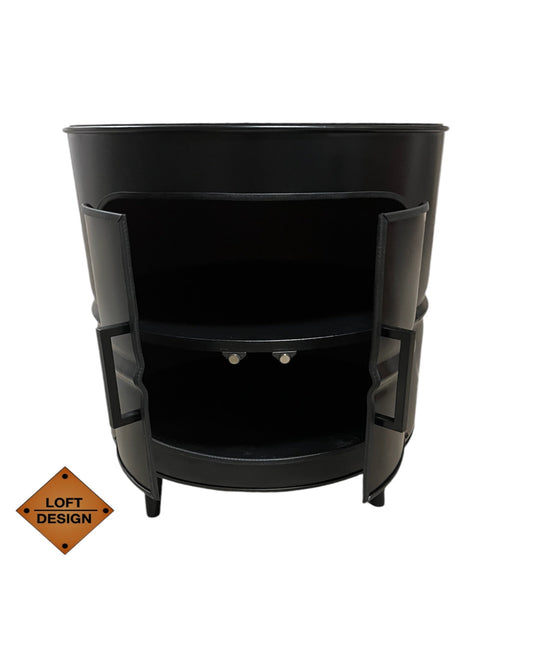 THEO Designer Fass Minibar - Upcycling Ölfass 208L Beistelltisch Couchtisch