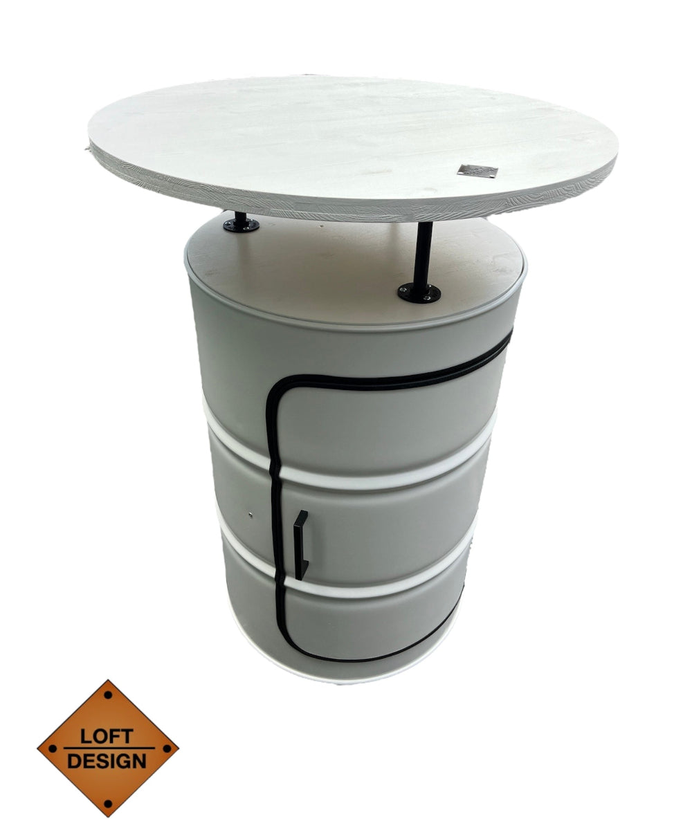 LARS Designer Fass Stehtisch - 208L Ölfass Bartisch 110cm Industrial Style