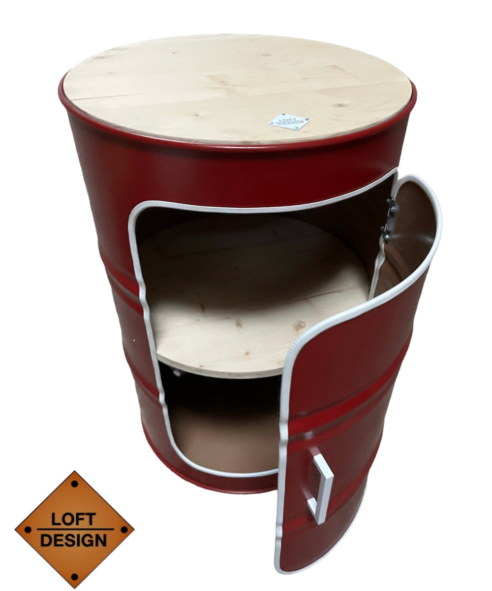 DENNIS Designer Fass Minibar - 208L Ölfass Schrank mit Tür Industrial Style