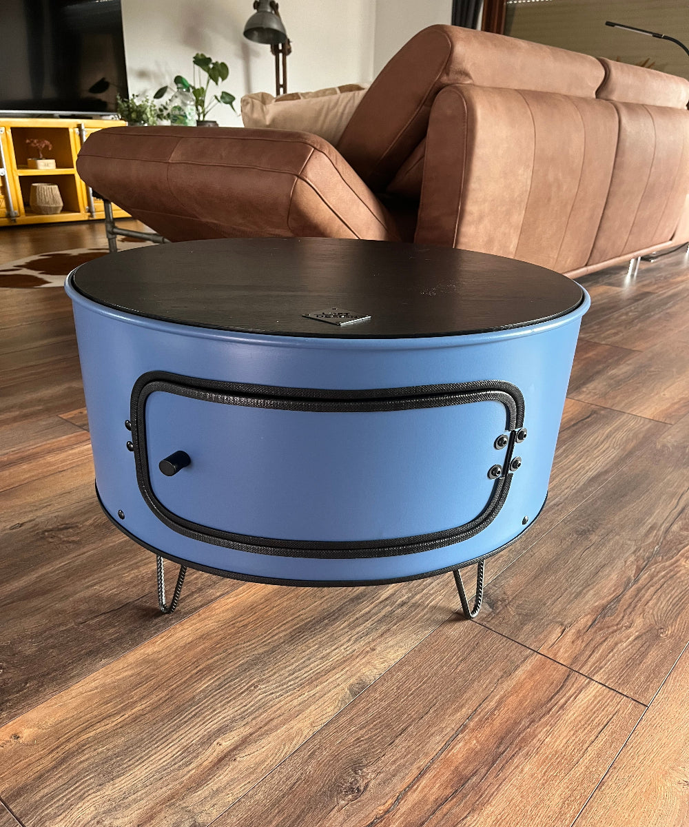 KILLEFIT Designer Fass Nachttisch - 208L Ölfass Couchtisch niedrig Industrial