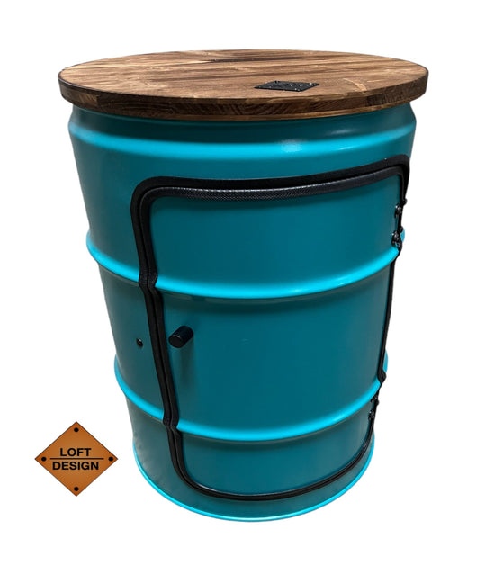 BENNE Designer Fass Minibar - 60L Ölfass Stehtisch mit Tür Industrial Style