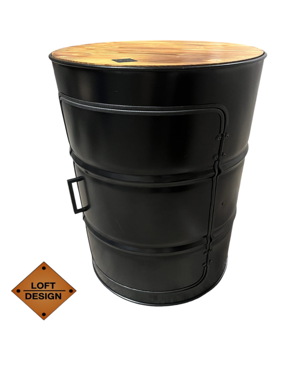 DENNIS Designer Fass Minibar - 208L Ölfass Schrank mit Tür Industrial Style