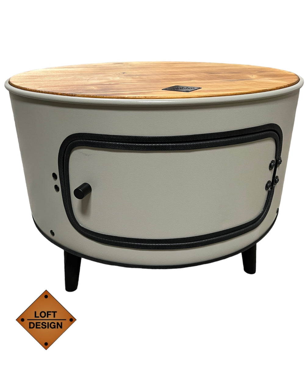 KILLEFIT Designer Fass Nachttisch - 208L Ölfass Couchtisch niedrig Industrial