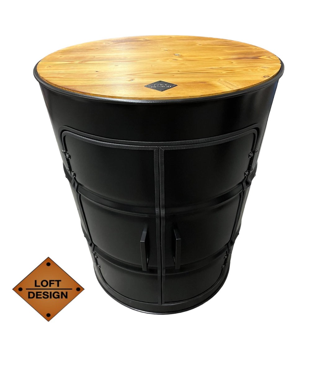 DENNIS Designer Fass Minibar - 208L Ölfass Schrank mit Tür Industrial Style