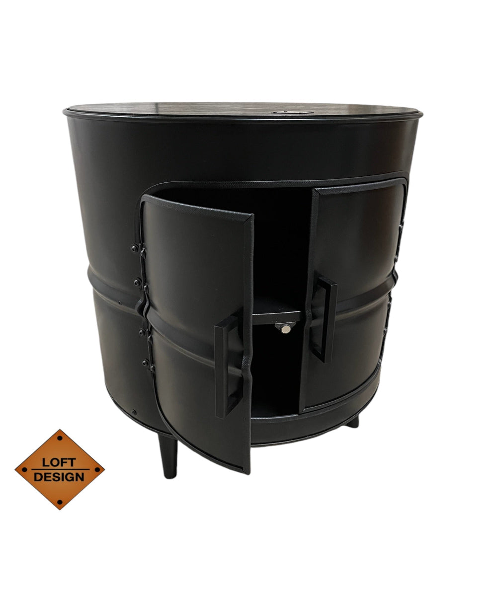THEO Designer Fass Minibar - Upcycling Ölfass 208L Beistelltisch Couchtisch
