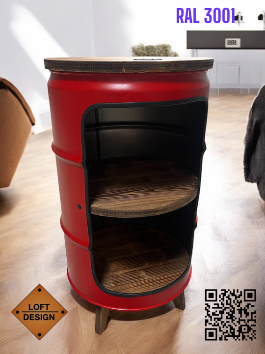 BENNE Designer Fass Minibar - 60L Ölfass Stehtisch mit Tür Industrial Style