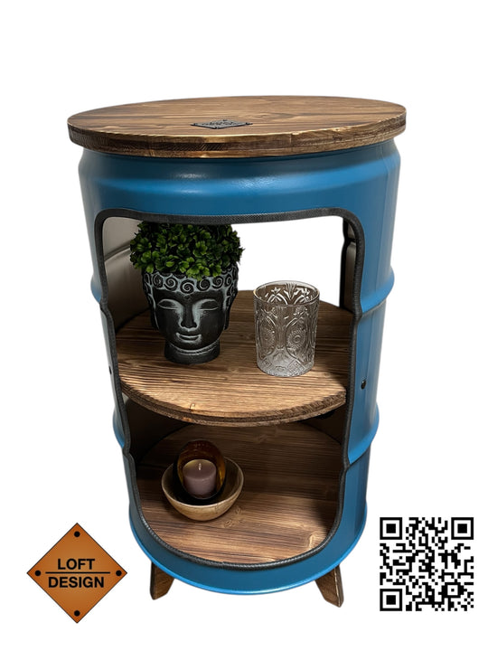 BENNE Designer Fass Minibar - 60L Ölfass Stehtisch mit Tür Industrial Style