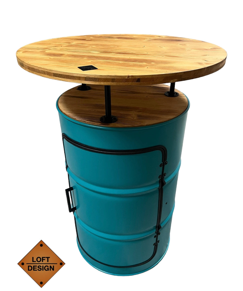 LARS Designer Fass Stehtisch - 208L Ölfass Bartisch 110cm Industrial Style