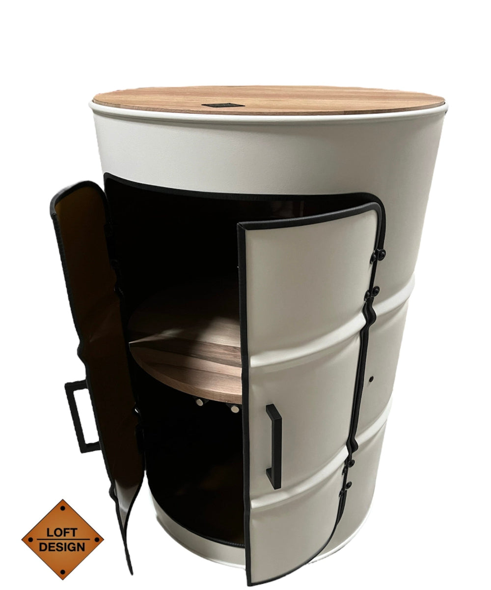 DENNIS Designer Fass Minibar - 208L Ölfass Schrank mit Tür Industrial Style