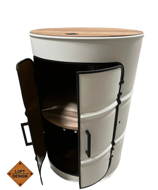 DENNIS Designer Fass Minibar - 208L Ölfass Schrank mit Tür Industrial Style