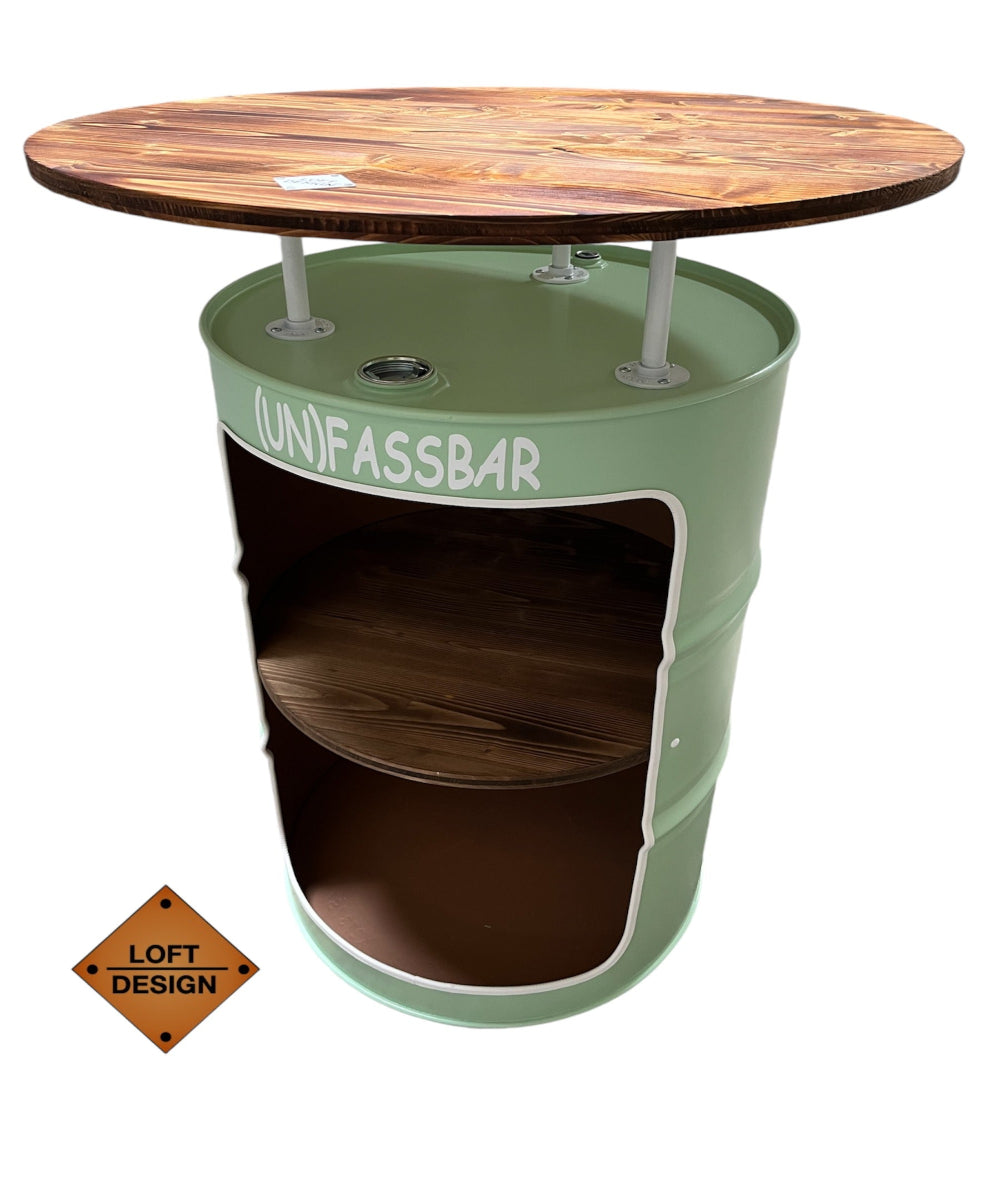 LARS Designer Fass Stehtisch - 208L Ölfass Bartisch 110cm Industrial Style