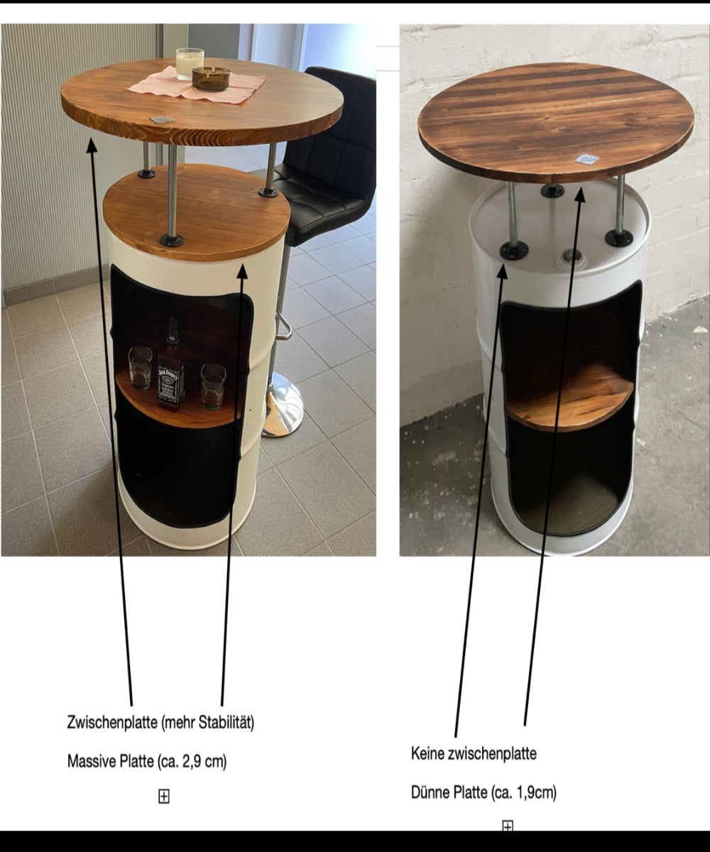 LARS Designer Fass Stehtisch - 208L Ölfass Bartisch 110cm Industrial Style