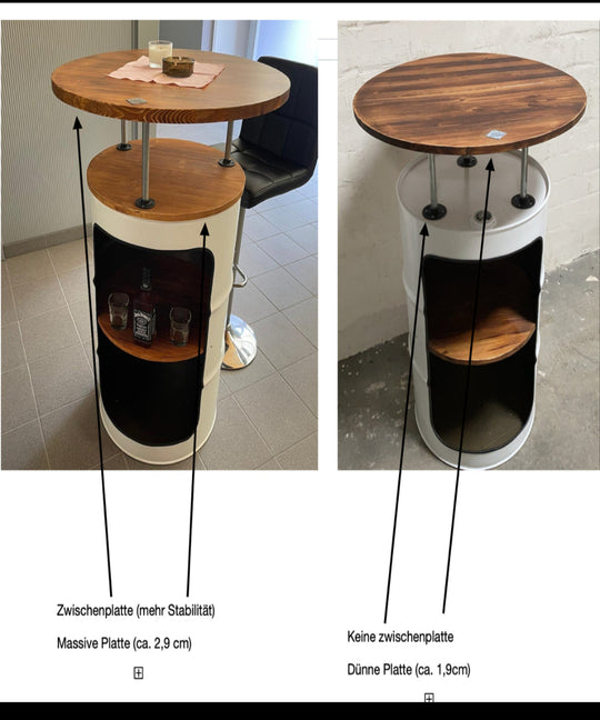 LARS Designer Fass Stehtisch - 208L Ölfass Bartisch 110cm Industrial Style
