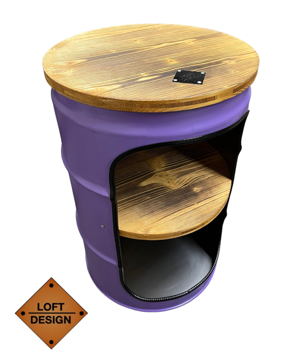 BENNE Designer Fass Minibar - 60L Ölfass Stehtisch mit Tür Industrial Style