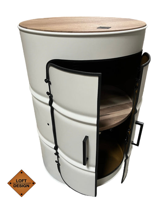 DENNIS Designer Fass Minibar - 208L Ölfass Schrank mit Tür Industrial Style