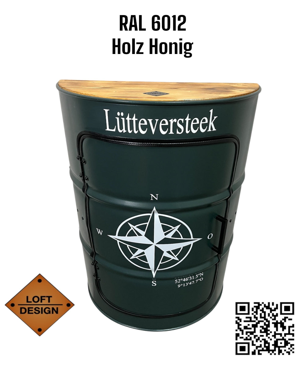 HALBZEIT Designer Fass Couchtisch - 208L Ölfass halbiert Industrial Style