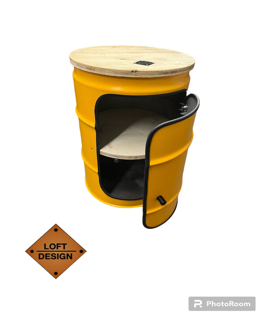 BENNE Designer Fass Minibar - 60L Ölfass Stehtisch mit Tür Industrial Style