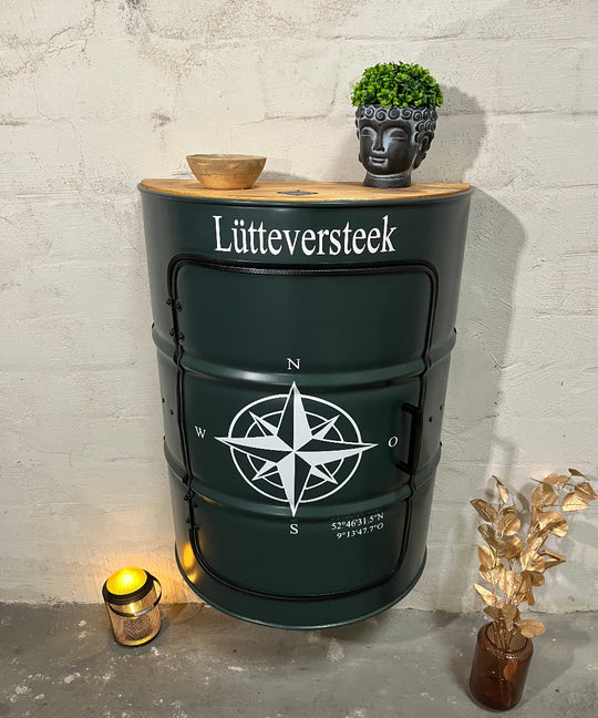 HALBZEIT Designer Fass Couchtisch - 208L Ölfass halbiert Industrial Style