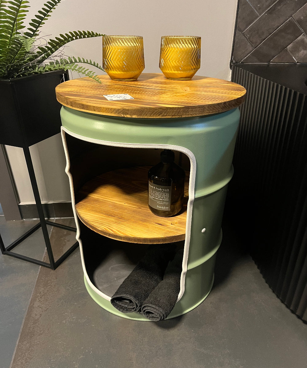 BENNE Designer Fass Minibar - 60L Ölfass Stehtisch mit Tür Industrial Style