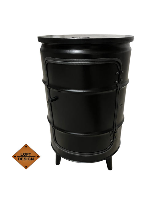 BENNE Designer Fass Minibar - 60L Ölfass Stehtisch mit Tür Industrial Style