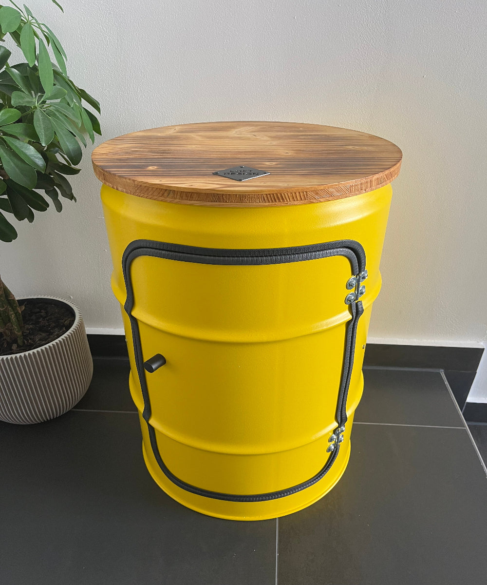 BENNE Designer Fass Minibar - 60L Ölfass Stehtisch mit Tür Industrial Style