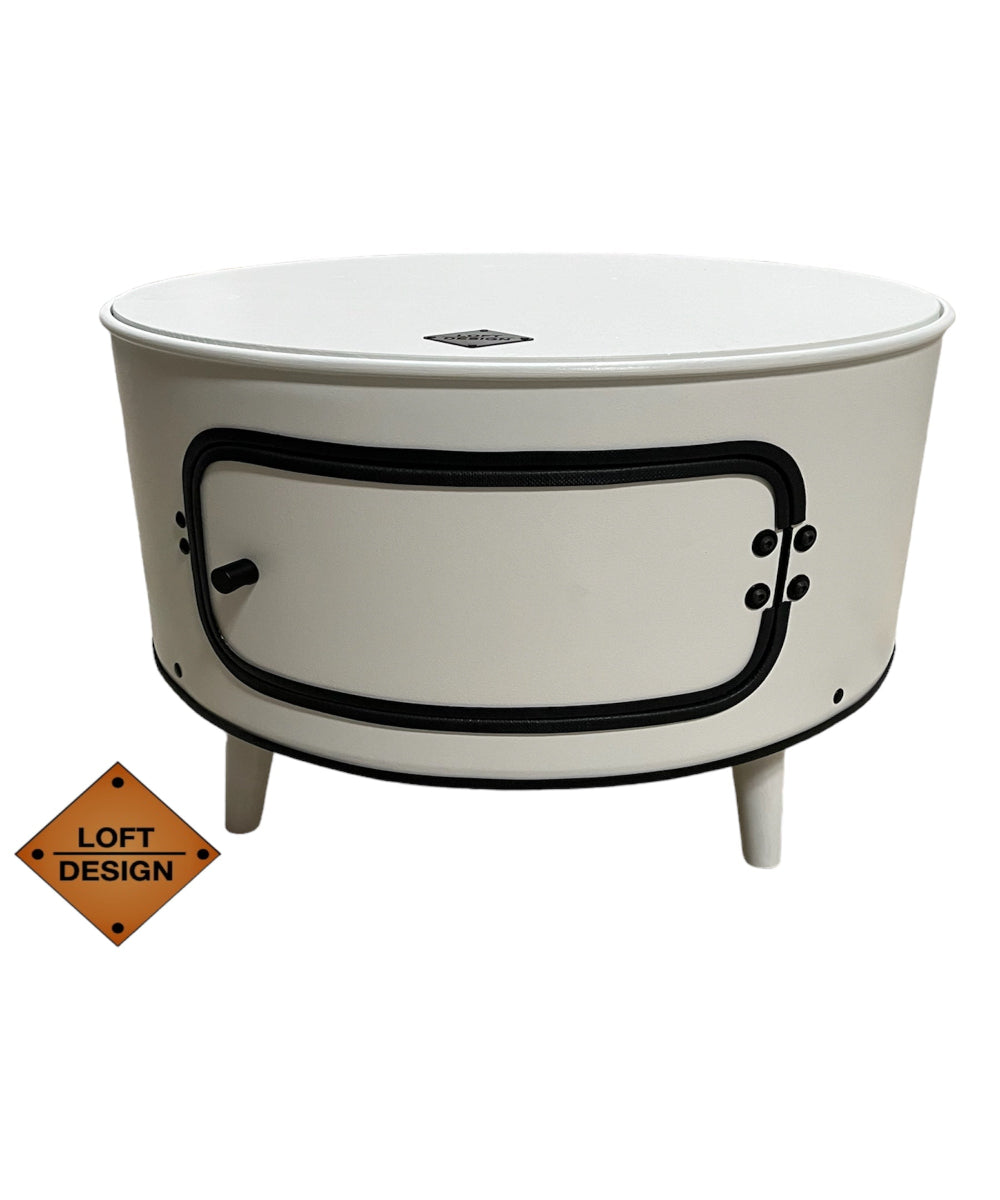 KILLEFIT Designer Fass Nachttisch - 208L Ölfass Couchtisch niedrig Industrial