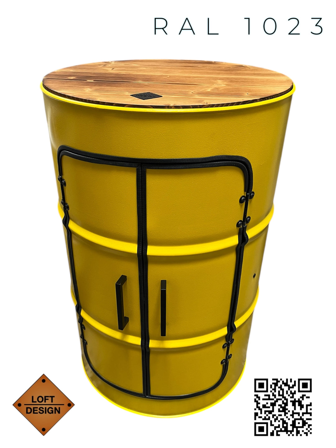 DENNIS Designer Fass Minibar - 208L Ölfass Schrank mit Tür Industrial Style