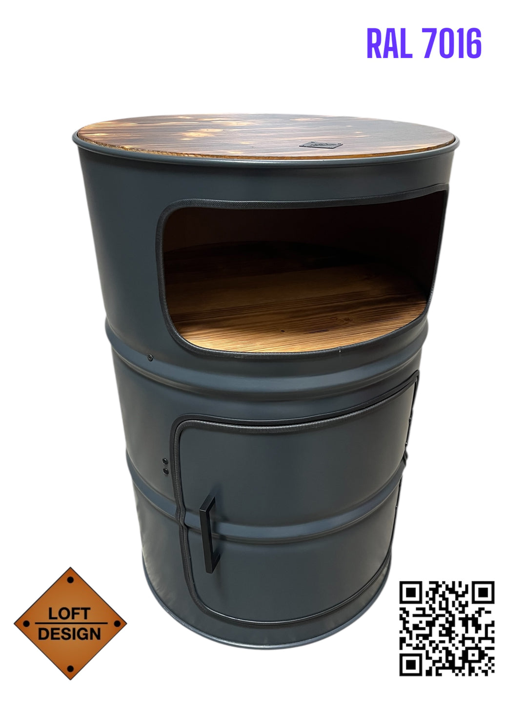 HULK Designer Fass Schrank - 208L Ölfass Premium Minibar mit 3 Brettern