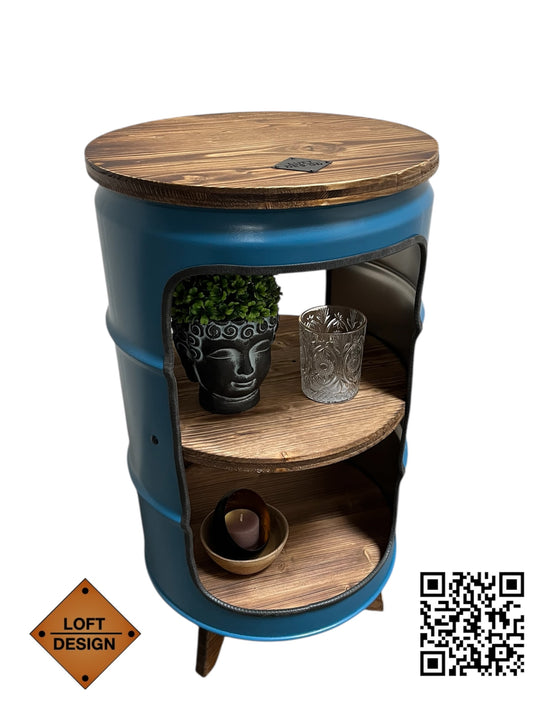 BENNE Designer Fass Minibar - 60L Ölfass Stehtisch mit Tür Industrial Style