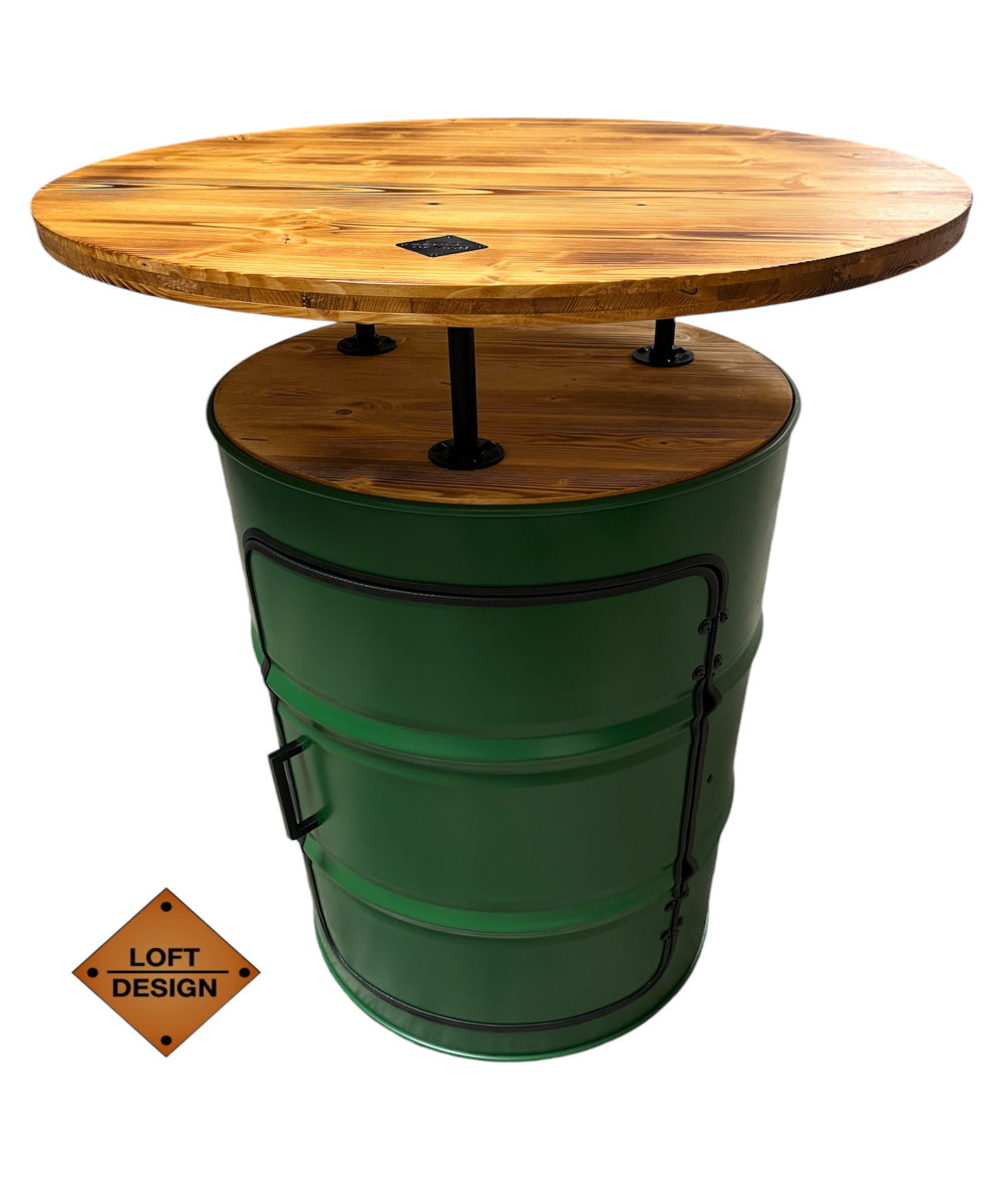 LARS Designer Fass Stehtisch - 208L Ölfass Bartisch 110cm Industrial Style