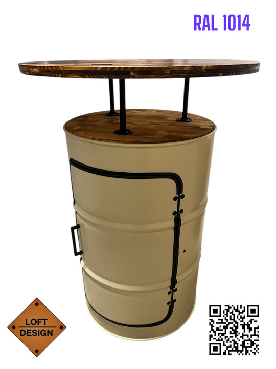 LARS Designer Fass Stehtisch - 208L Ölfass Bartisch 110cm Industrial Style