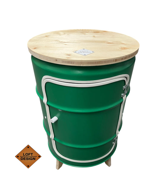 BENNE Designer Fass Minibar - 60L Ölfass Stehtisch mit Tür Industrial Style