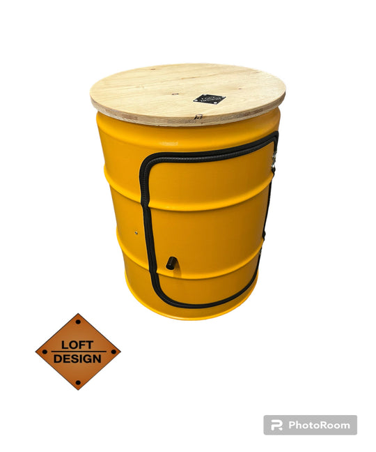 BENNE Designer Fass Minibar - 60L Ölfass Stehtisch mit Tür Industrial Style
