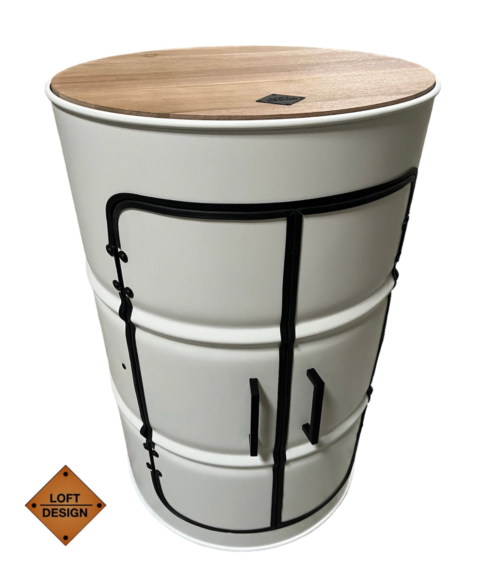 DENNIS Designer Fass Minibar - 208L Ölfass Schrank mit Tür Industrial Style