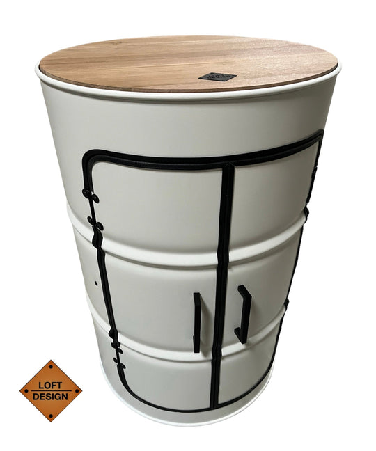 DENNIS Designer Fass Minibar - 208L Ölfass Schrank mit Tür Industrial Style