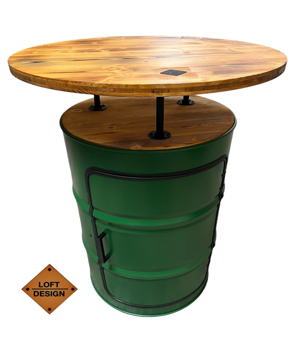 LARS Designer Fass Stehtisch - 208L Ölfass Bartisch 110cm Industrial Style