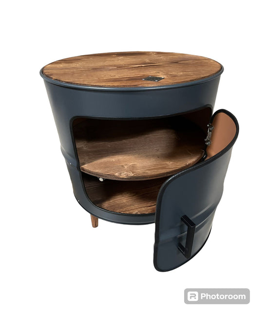 THEO Designer Fass Minibar - Upcycling Ölfass 208L Beistelltisch Couchtisch