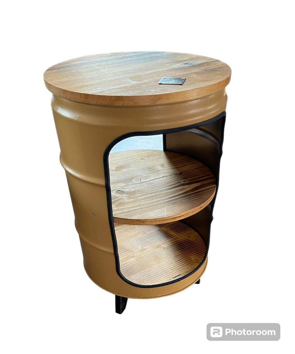 BENNE Designer Fass Minibar - 60L Ölfass Stehtisch mit Tür Industrial Style