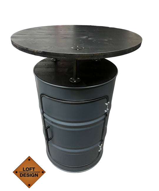 LARS Designer Fass Stehtisch - 208L Ölfass Bartisch 110cm Industrial Style