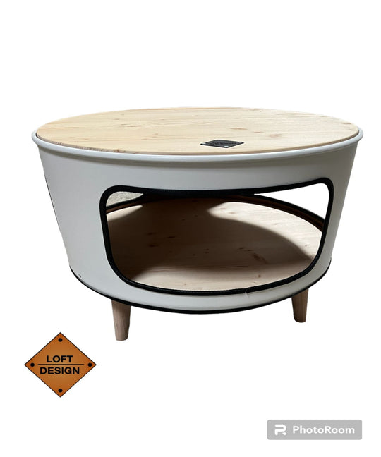 KILLEFIT Designer Fass Nachttisch - 208L Ölfass Couchtisch niedrig Industrial