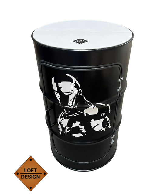 DENNIS Designer Fass Minibar - 208L Ölfass Schrank mit Tür Industrial Style